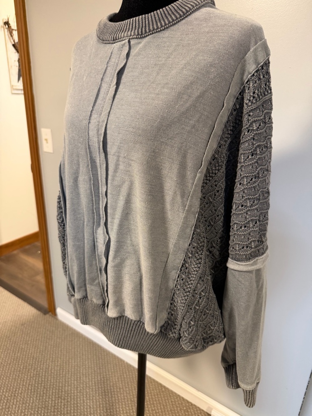 Indigo Thread Co Gray Mixed Knit Oversized Sweater Size Small (Fits Medium)